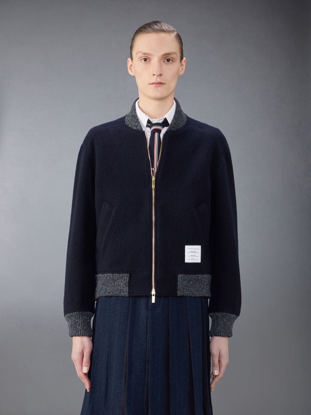 Thom Browne Wool Fleece Bomber メンズ ジャケット 青 | RRW46P58594