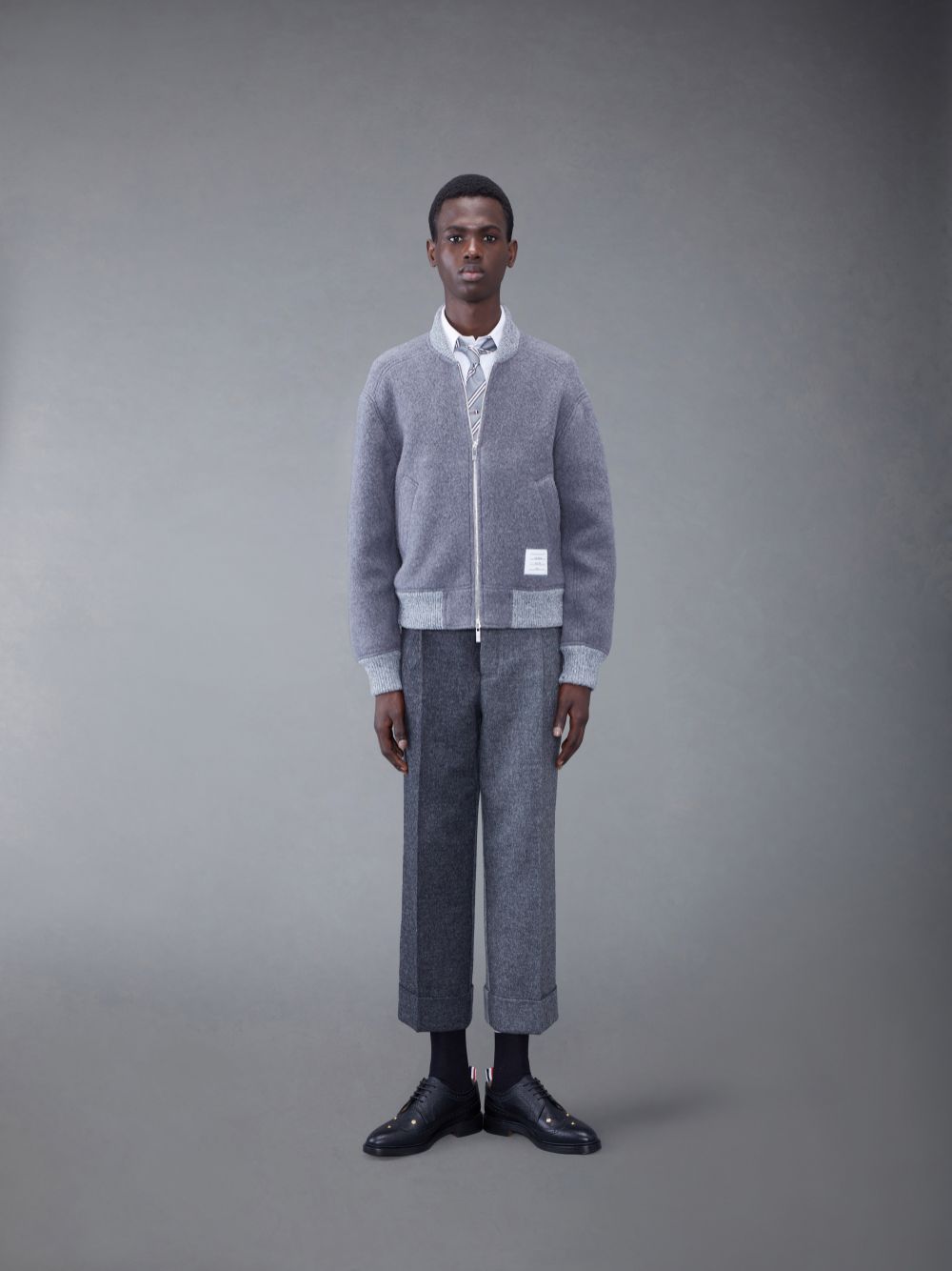 Thom Browne Wool Fleece Stripe Bomber メンズ ジャケット グレー | HIV70J86258