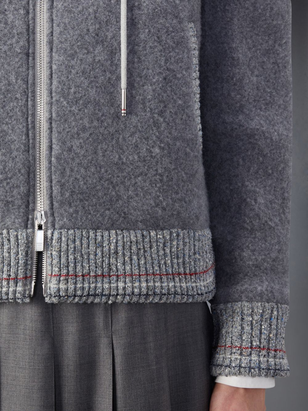 Thom Browne Wool Fleece Zip up レディース パーカー グレー | UEX87S46984