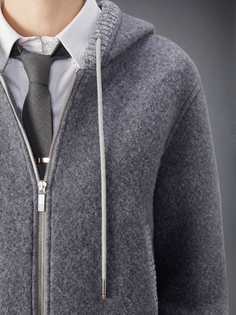 Thom Browne Wool Fleece Zip up レディース パーカー グレー | UEX87S46984