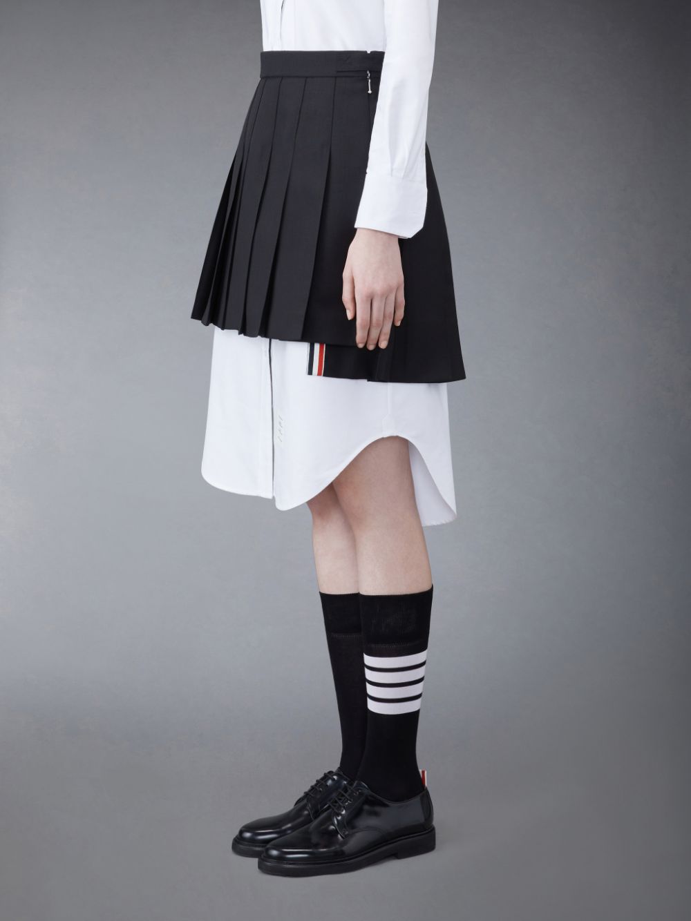 Thom Browne Wool Fresco Pleated Mini レディース スカート 黒 | KIT90Q24369