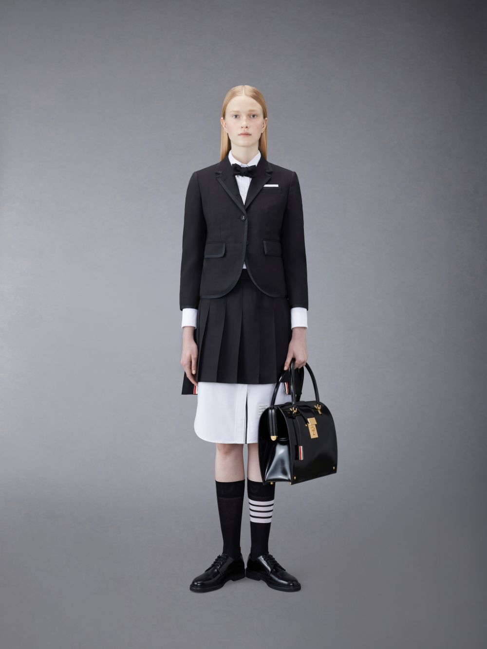 Thom Browne Wool Fresco Pleated Mini レディース スカート 黒 | KIT90Q24369