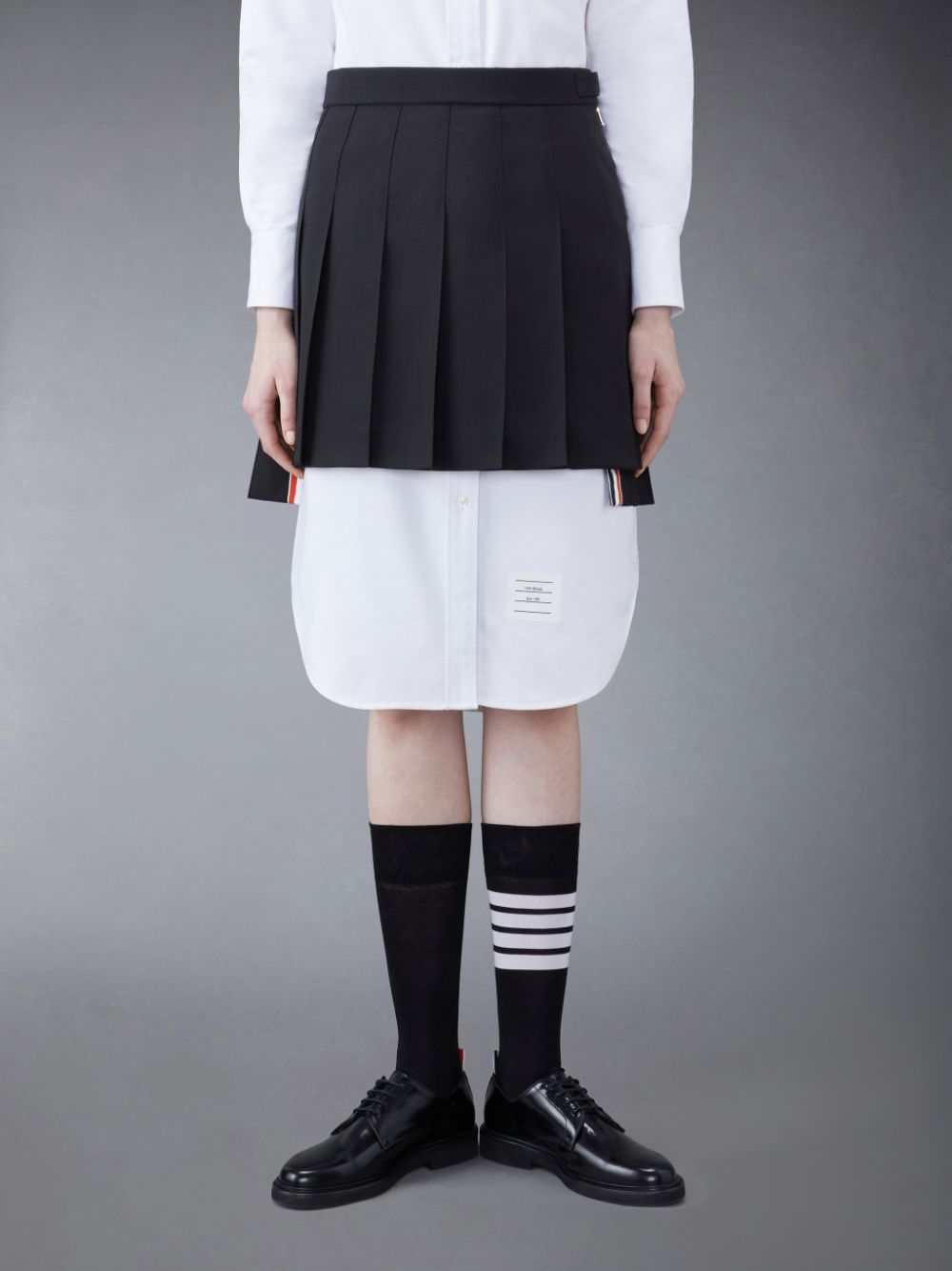Thom Browne Wool Fresco Pleated Mini レディース スカート 黒 | KIT90Q24369