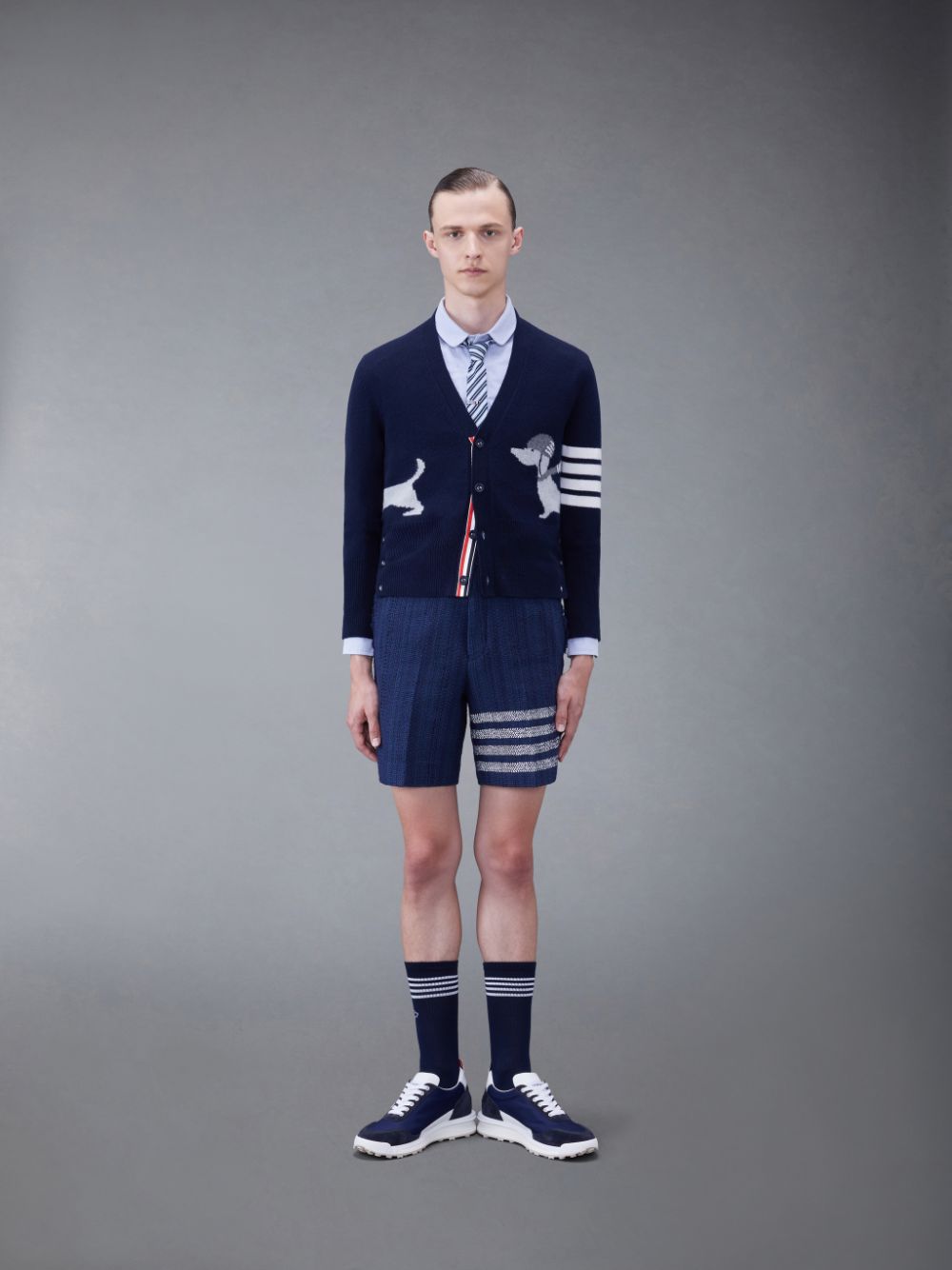 Thom Browne Wool Hector メンズ カーディガン 青 | CSY85W27389