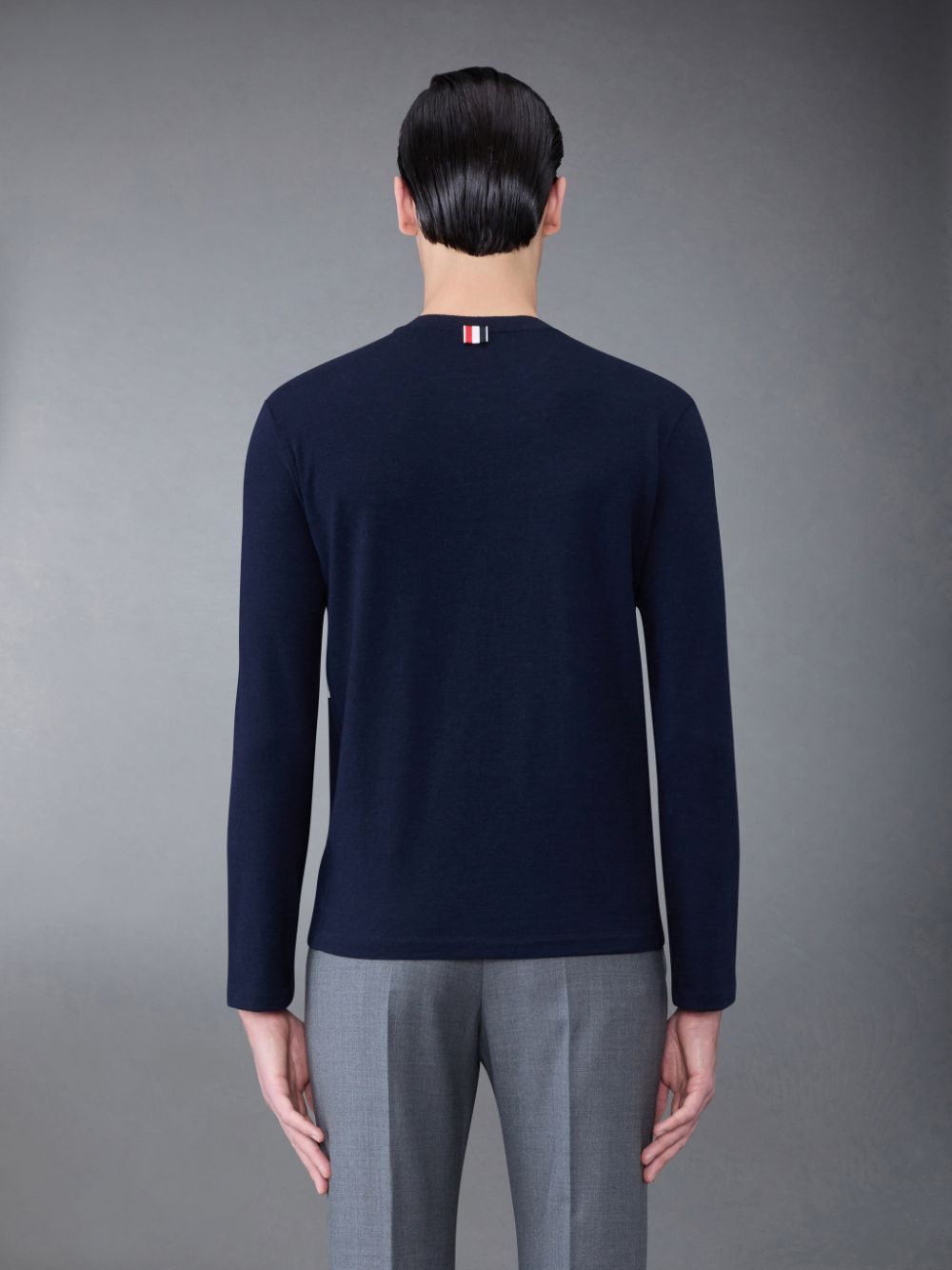 Thom Browne Wool Jersey 4-Bar Long Sleeve メンズ Tシャツ 青 | QUZ05N06858