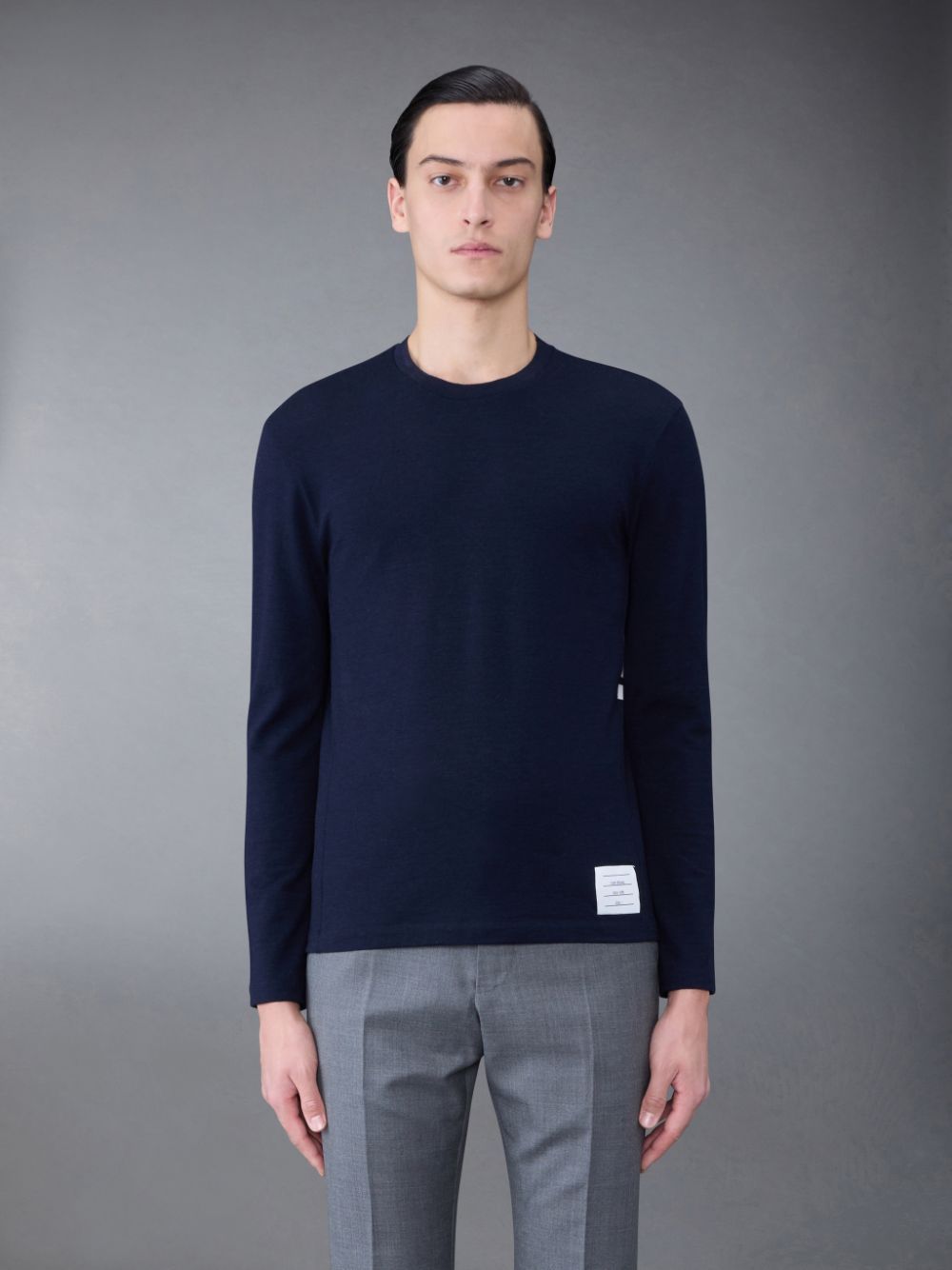 Thom Browne Wool Jersey 4-Bar Long Sleeve メンズ Tシャツ 青 | QUZ05N06858