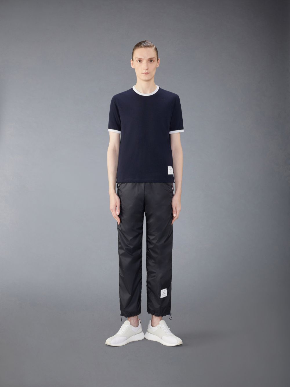 Thom Browne Wool Jersey Ringer メンズ Tシャツ 青 | PRK11M52977