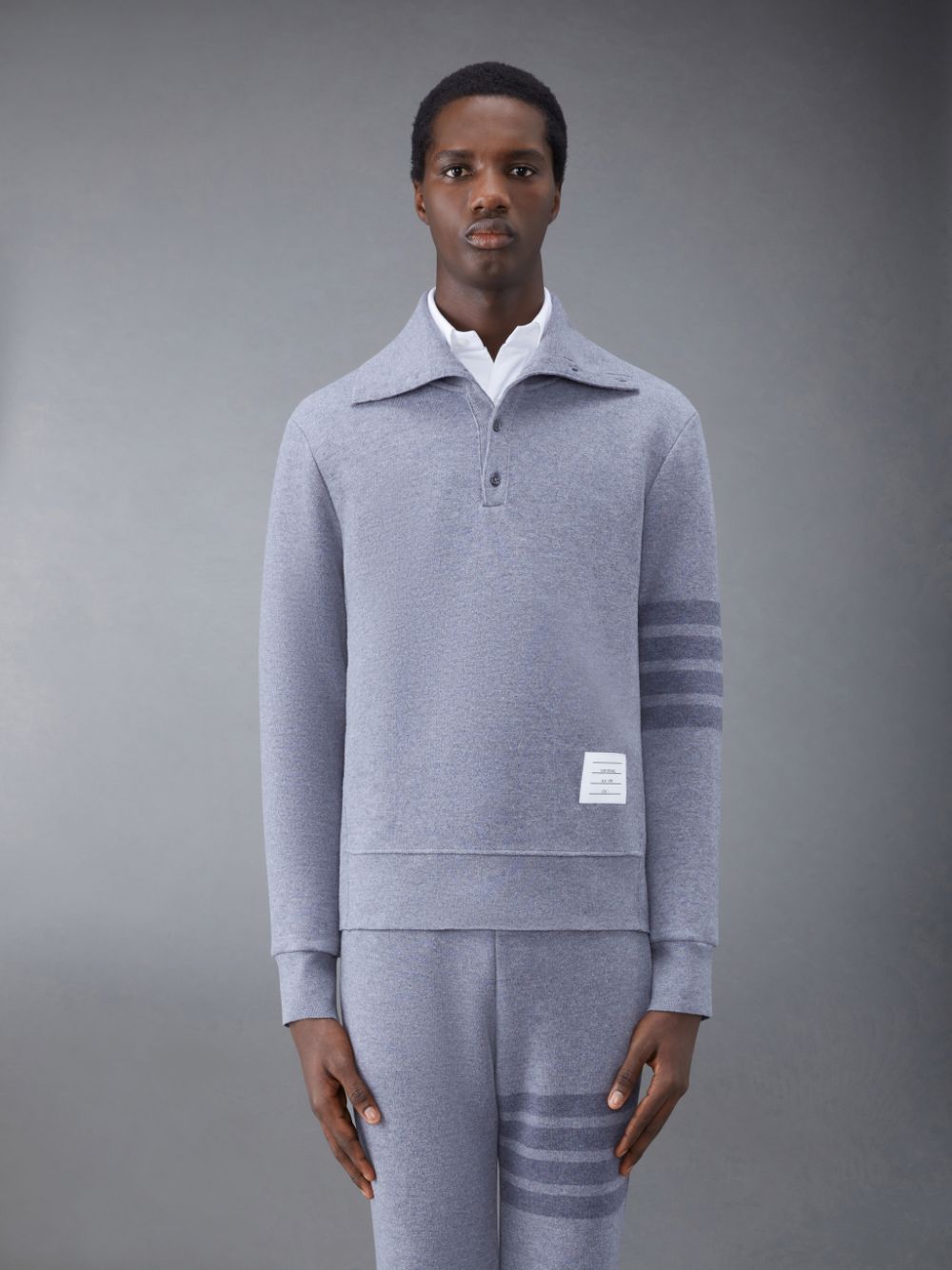 Thom Browne Wool Loopback 4-Bar Funnel Neck メンズ プルオーバー グレー | BUM40S10059