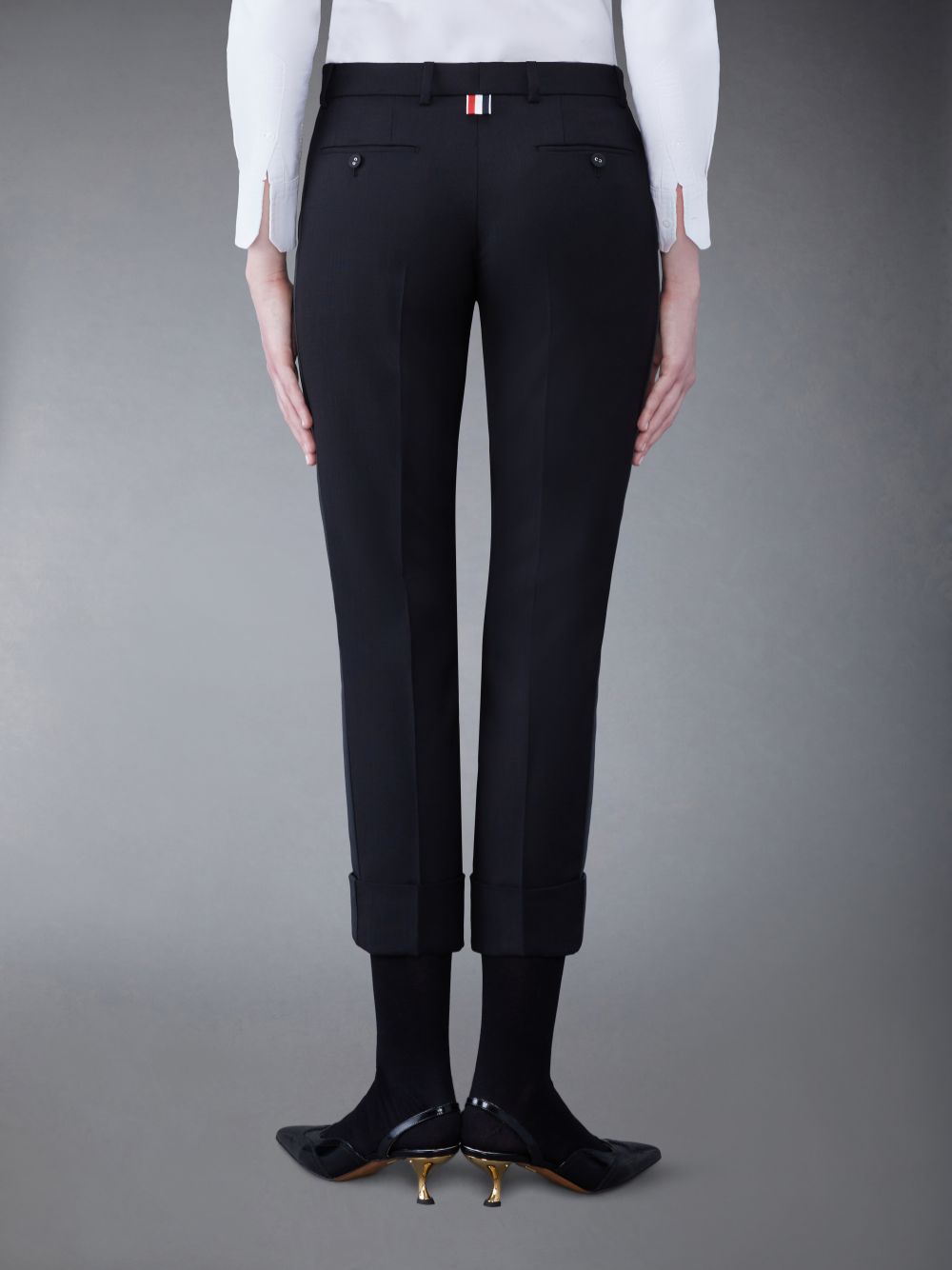 Thom Browne Wool Low Rise Cigarette レディース パンツ 黒 | PSN69I34808