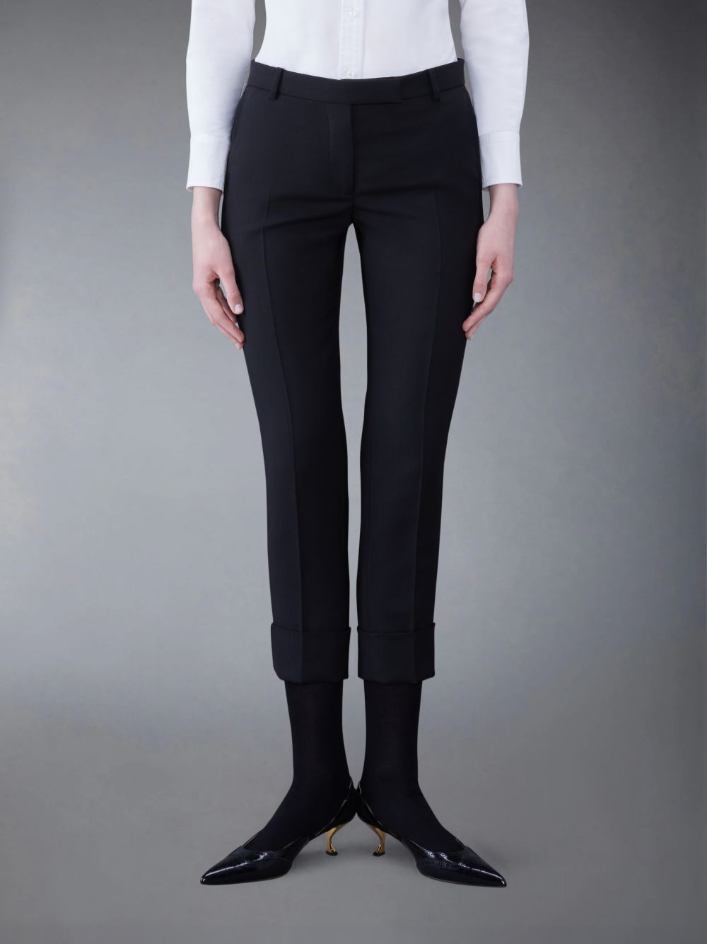Thom Browne Wool Low Rise Cigarette レディース パンツ 黒 | PSN69I34808