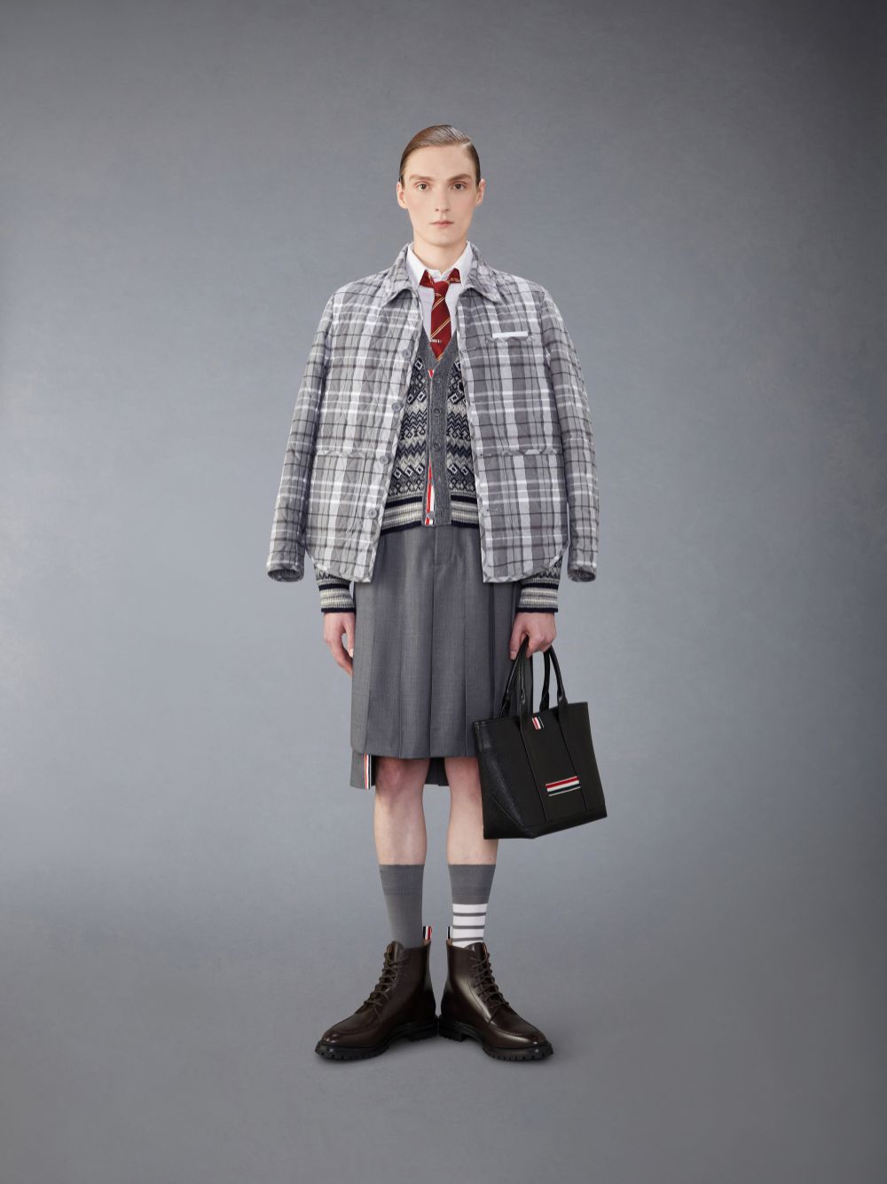 Thom Browne Wool Mohair Rose and Raven メンズ カーディガン グレー | BRG92Z11057