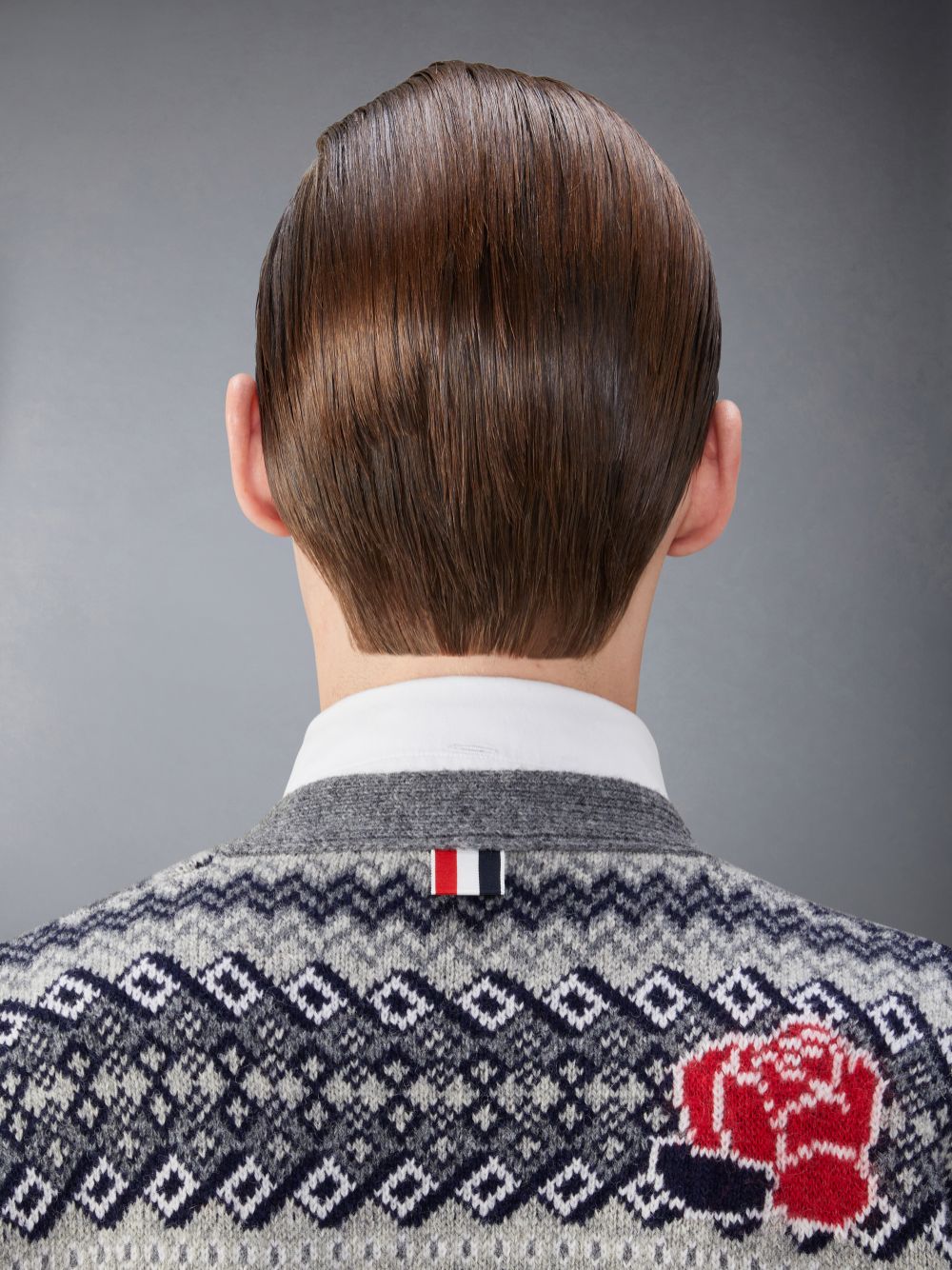 Thom Browne Wool Mohair Rose and Raven メンズ カーディガン グレー | BRG92Z11057