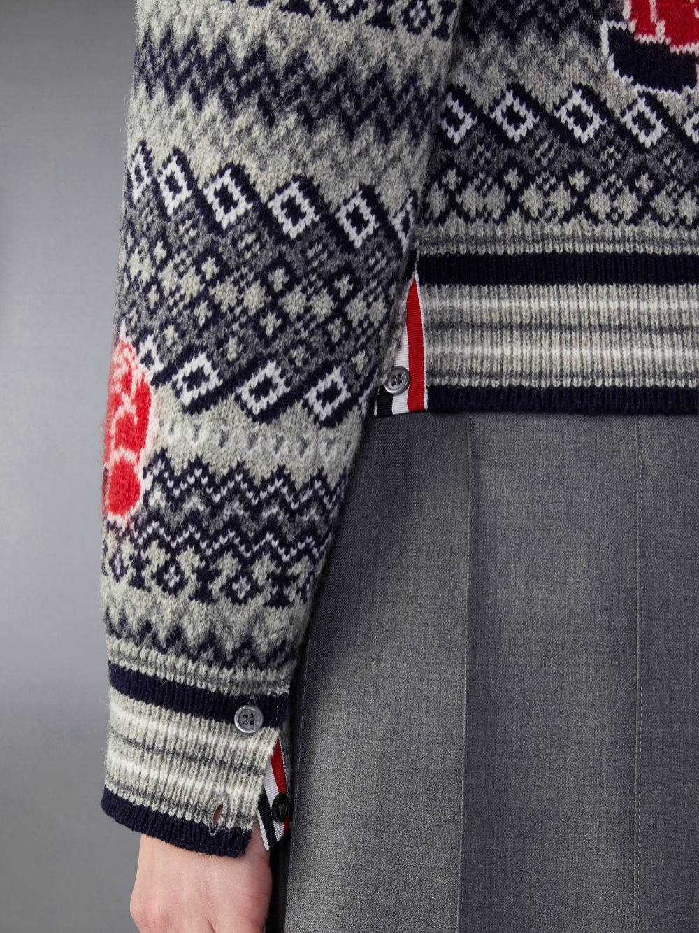 Thom Browne Wool Mohair Rose and Raven メンズ カーディガン グレー | BRG92Z11057