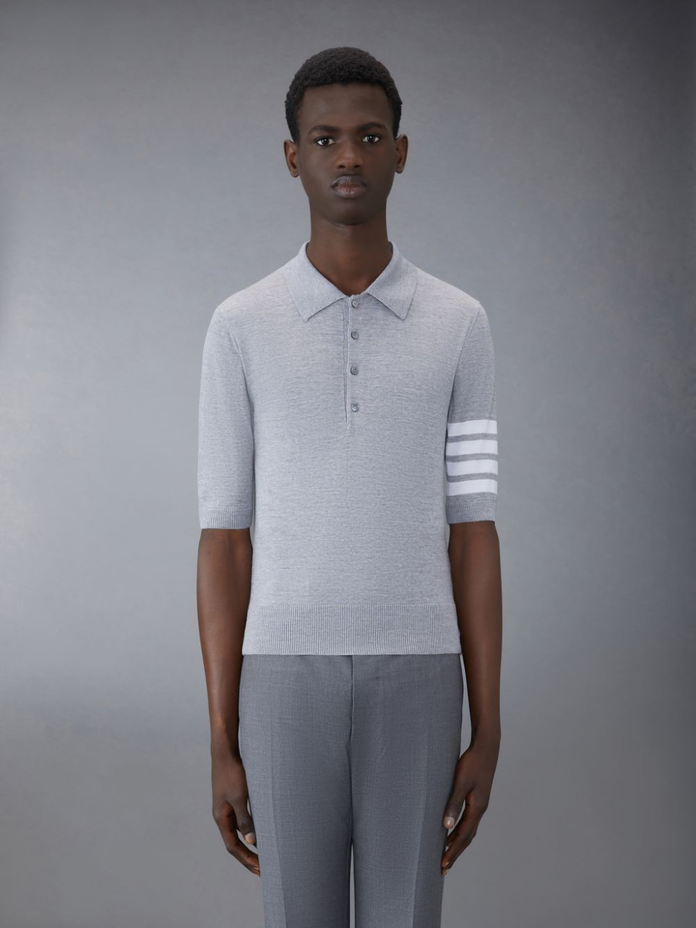 Thom Browne Wool Short Sleeve メンズ ポロシャツ グレー | UYA28V79740