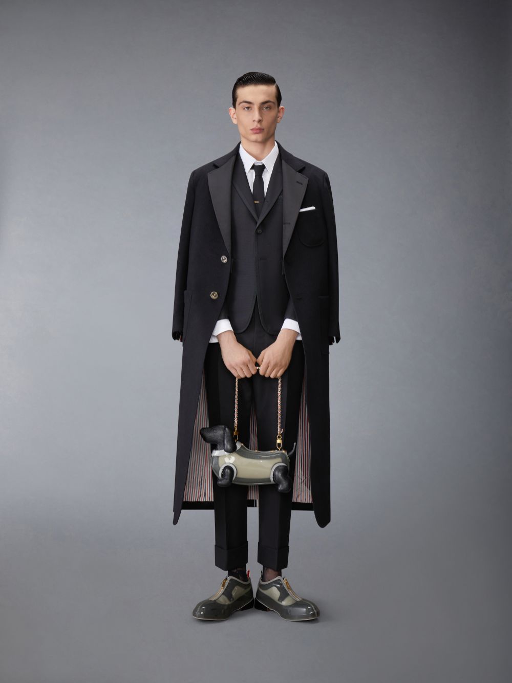 Thom Browne Zibeline Cashmere Maxi Soft Shoulder メンズ コート 黒 | QZG39Q41426